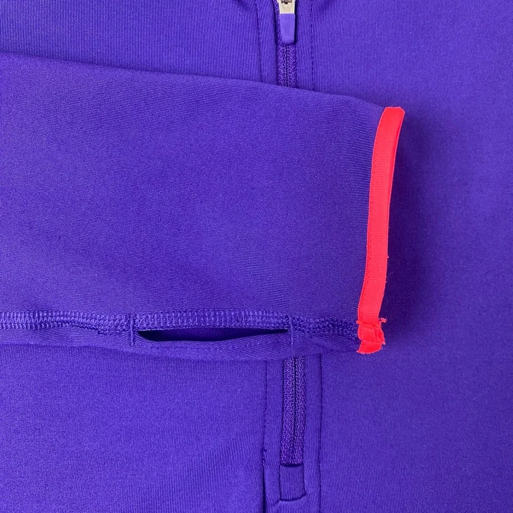 Nike Womens XL Quarter Zip Pullover Purple Dri-FIT Long Sleeve Thumbholes